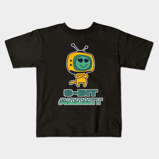 8 Bit Addict Retro Gaming Gamers Kids T-Shirt by Foxxy Merch